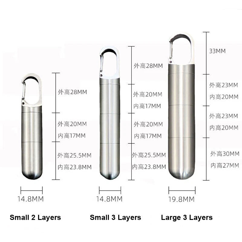 Outdoor Multilayer Waterproof Pill Case Key Chain Capsule Seal Container Box EDC 07FC0E-D4 - KOEEK