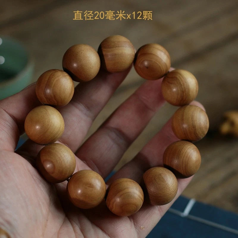 20mm Sandalwood Handcarved Prayer Beads Rosary Buddhist Bracelet Bangle Amulet 07FC0E-D4 - KOEEK