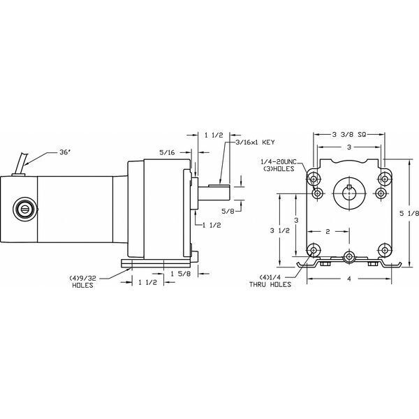 ny Dayton 2H575 Dc girmotor, 160,0 In-Lb Maks. Dreiemoment, 90 Rpm Navneskilt Rpm, 90V