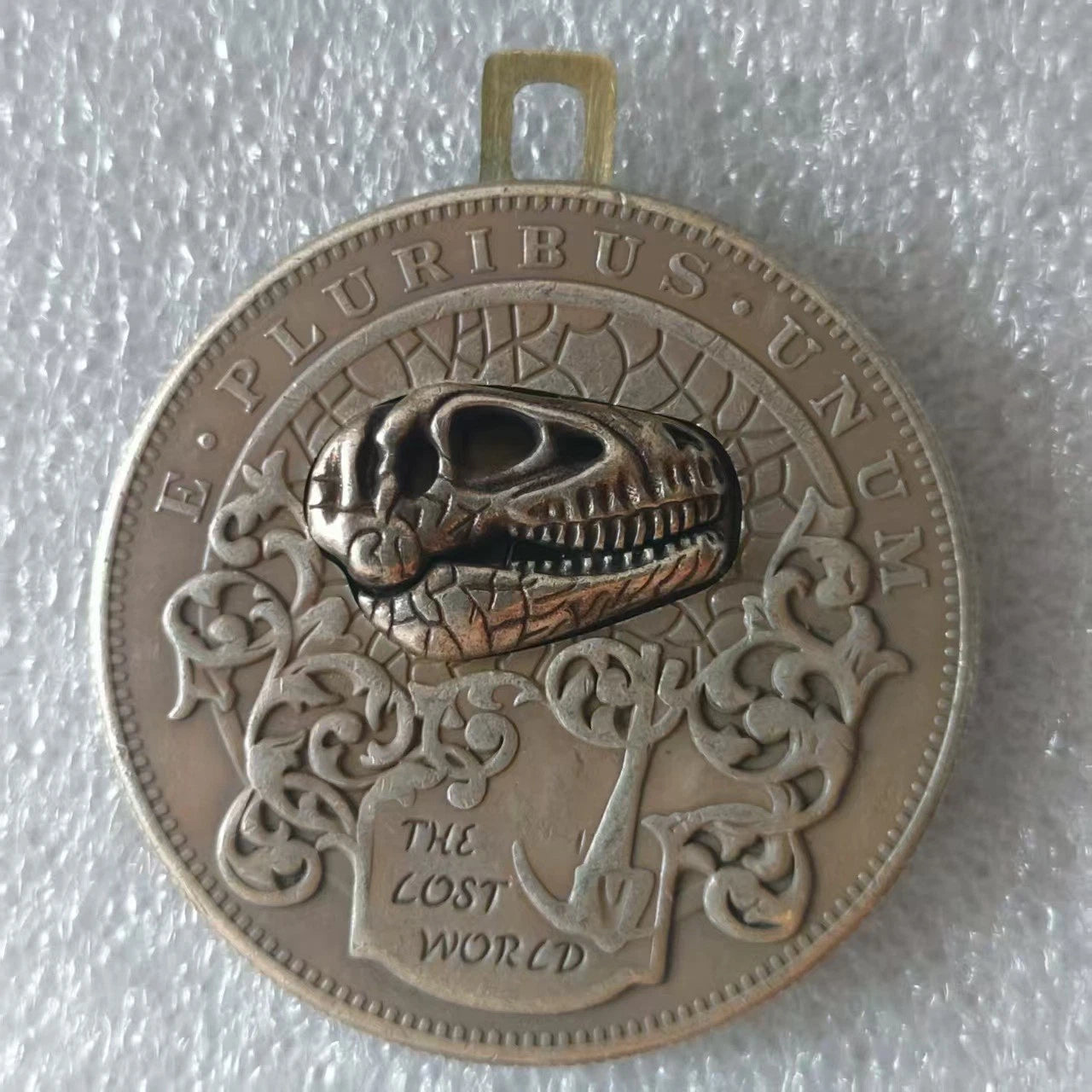 Movable Mechanism Coin " Silver Dinosaur Head"  Plated Amazing Hobo Art 07FC0E-D4 - KOEEK