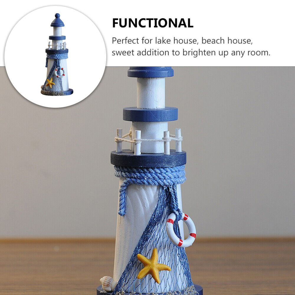 nye Lighthouse Marine Wooden Desktop Decor Home Beach Themed Statue Office