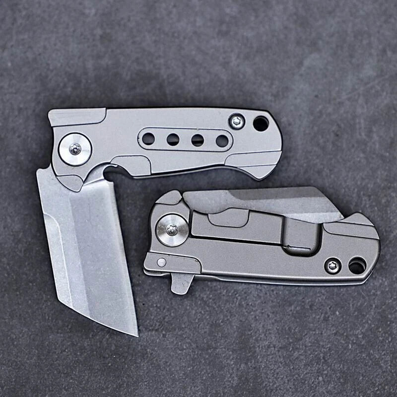 MINI Titanium Keychain Folding Knife D2 Blade pocket EDC Outdoor Camping Tool 07FC0E-D4 - KOEEK