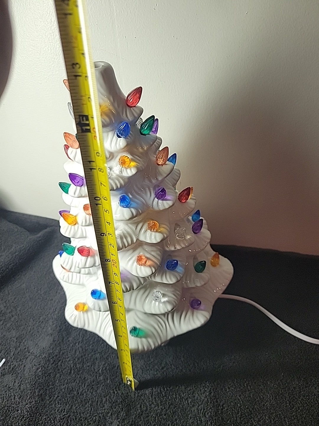 WHITE CERAMIC CHRISTMAS TREE WITH MULTI COLOR LIGHTS UP  15" Tall WHITE - KOEEK