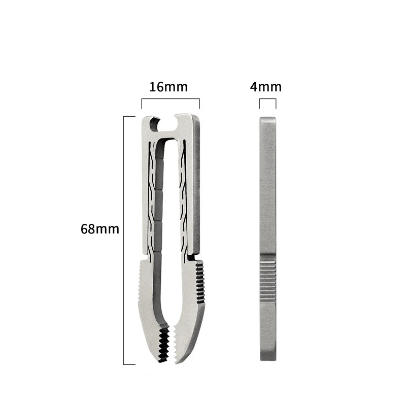 MINI TC4 Titanium Tweezers Bottle Opener Portable Outdoor Camping EDC Keychain 07FC0E-D4 - KOEEK