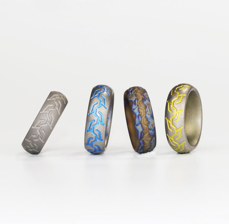 TC4 Titanium Alloy Tire pattern Finger Ring Necklace Pendant bead Decorative EDC 07FC0E-D4 - KOEEK