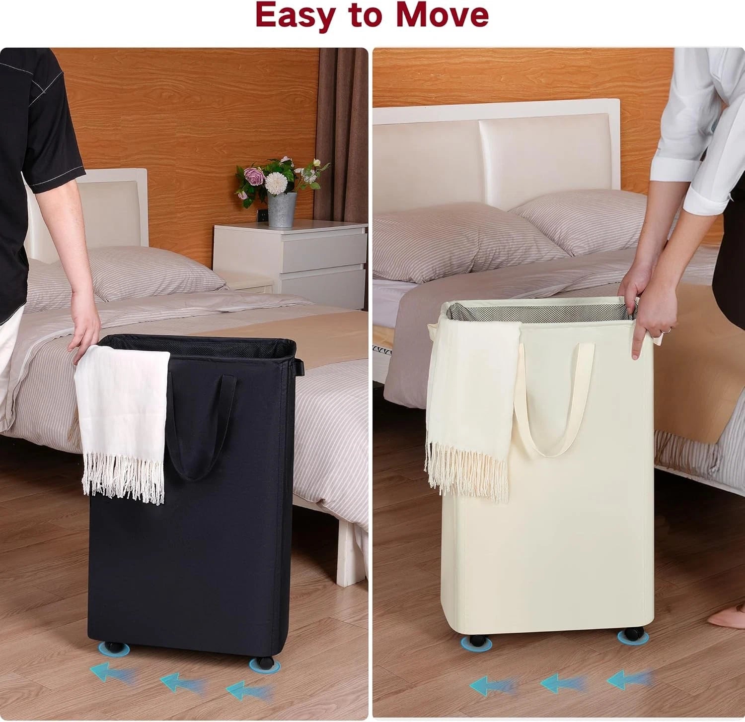 Slim Laundry Hamper with Wheels,Rolling Laundry Basket for Clothes,Small Laundry 07FC0E-D4 - KOEEK