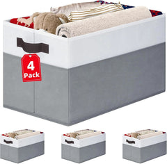 4 Pack Large Storage Baskets for Shelves | Fabric Closet Organizers and Storage 07FC0E-D4 - KOEEK
