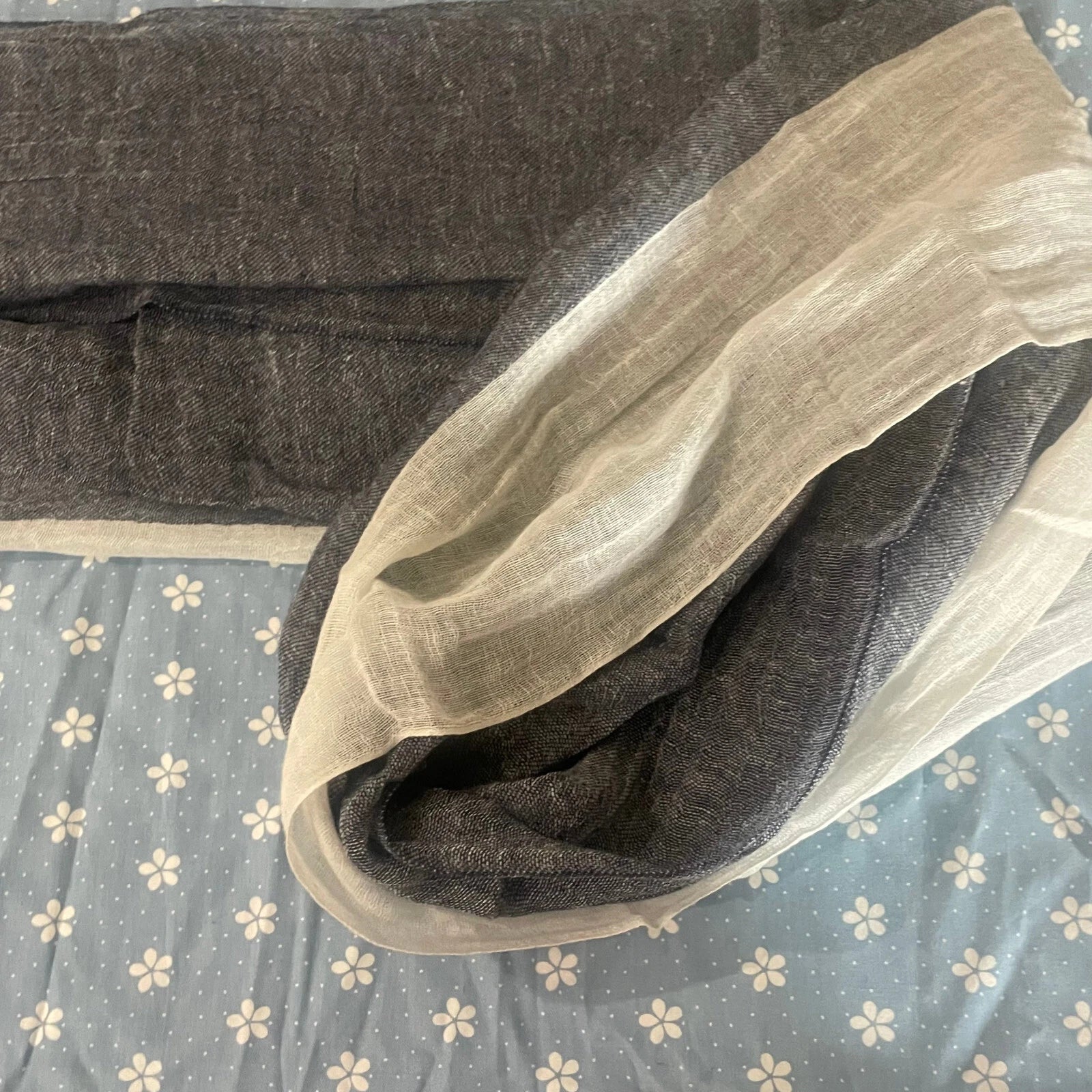 Mens Flax Linen Scarf Gray White Breathable Unisex Shawl Neckerchief Scarves 07FC0E-D4 - KOEEK