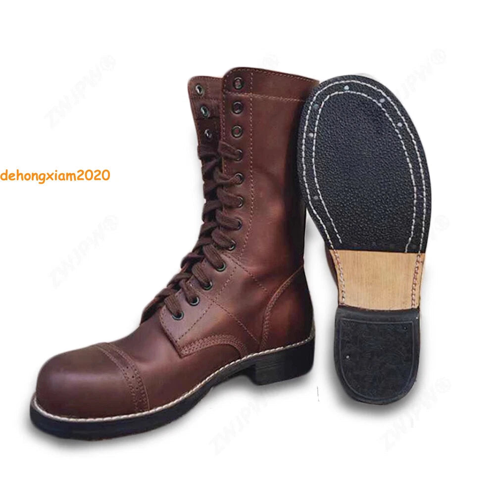 M1942 WWII US Army 101/82 Cos Shoes Long Boots Cowhide Boots Retro Hiking Boots 07FC0E-D4 - KOEEK