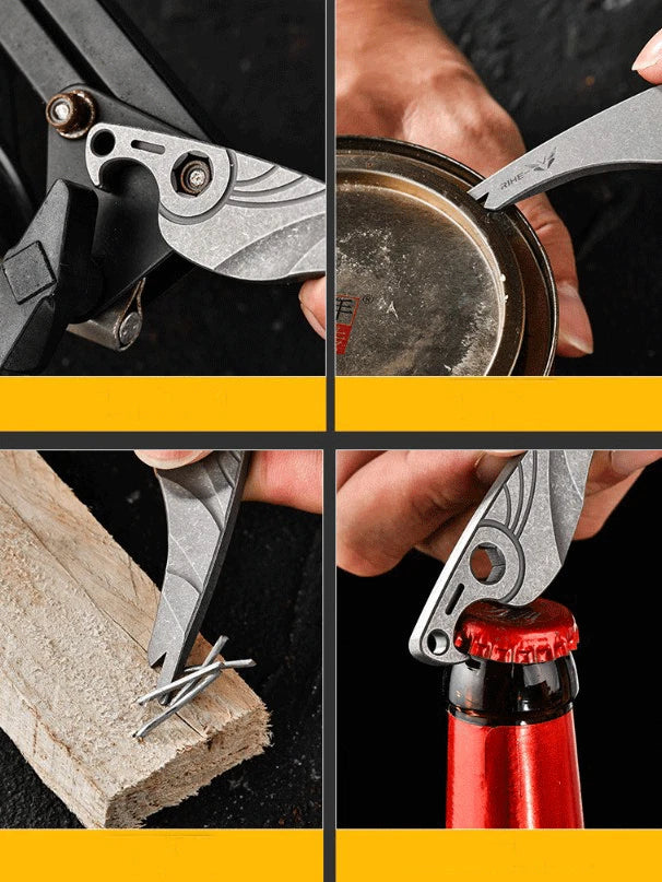 EDC Titanium Pry Bar Crowbar Wrench Bottle Opener Keychain Pocket Multi Tools 07FC0E-D4 - KOEEK