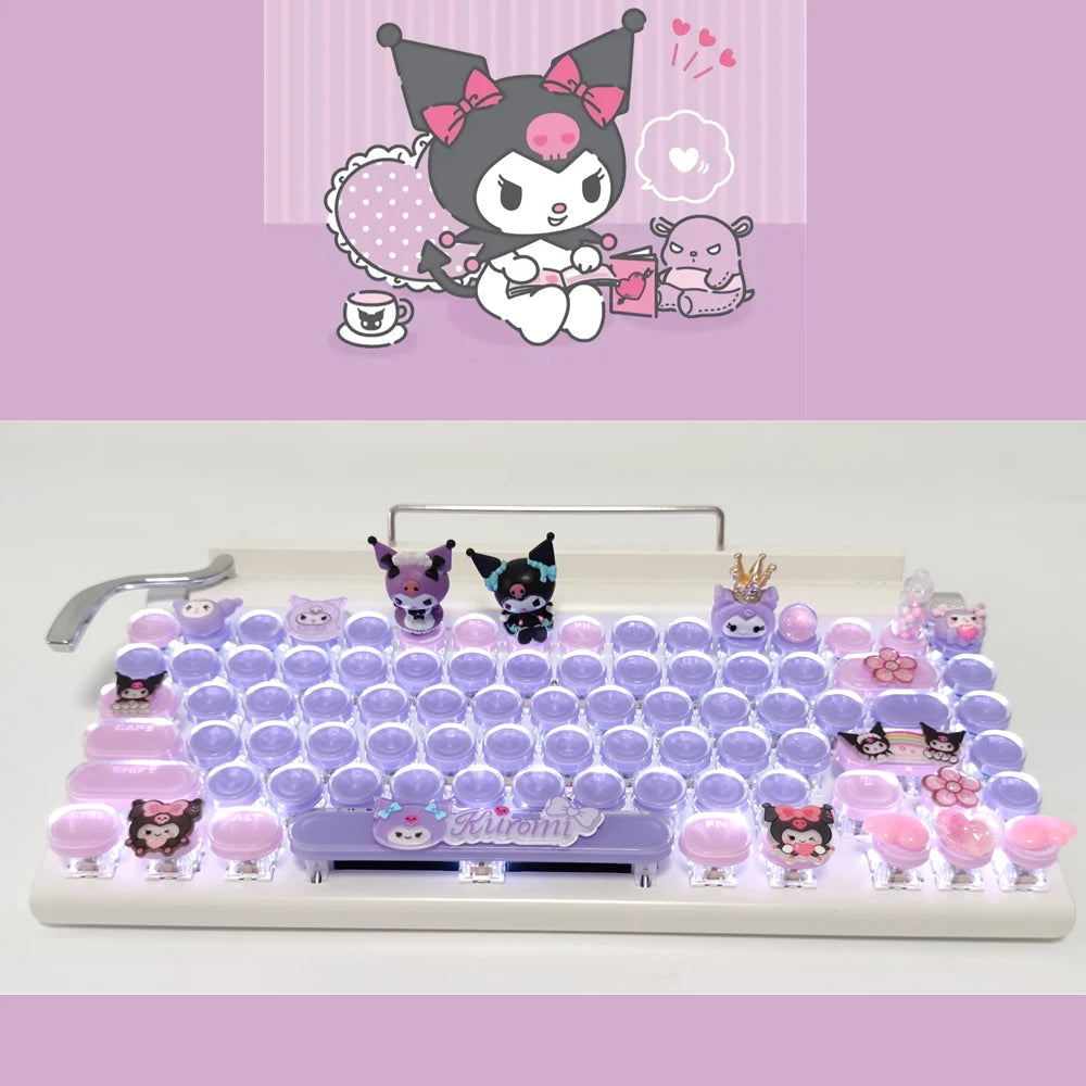 Kuromi My Melody Cinnamoroll Mechanical Keyboard 83 /104 Keys Keypad Cyan Axis 07FC0E-D4 - KOEEK