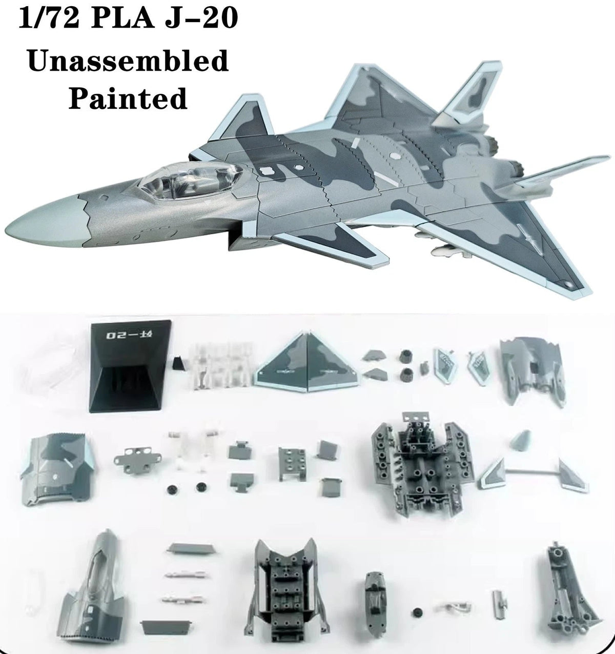 1/72 PLA J-20 Fighter Plastic Painted Unassembled Toy Model 07FC0E-D4 - KOEEK
