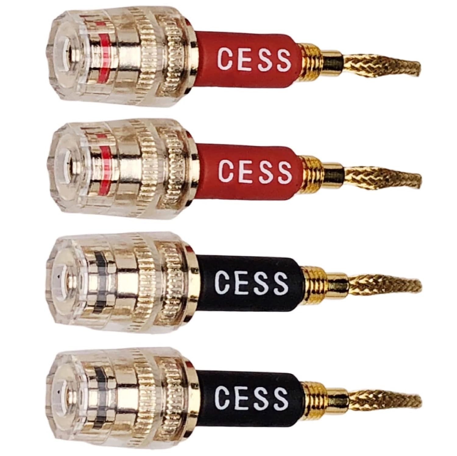 new CNCESS CESS-220 Pin Banana Plug to 4mm Female Jack/Speaker Black & Red