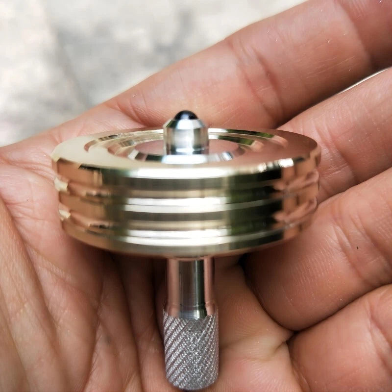 Spinning Top Brass Collar Aluminum Stem Gyroscope Desktop Fidget Toy EDC Gift 07FC0E-D4 - KOEEK