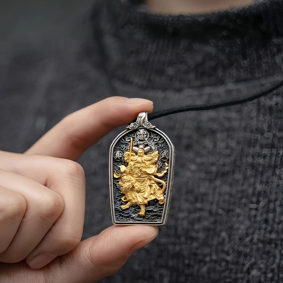 Taoist Zhenwu Pendant Necklace Amulet Lock Necklace Men's Single Charm 07FC0E-D4 - KOEEK