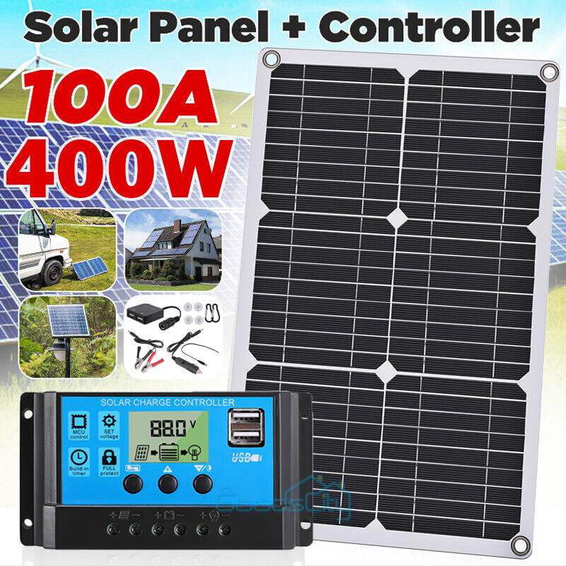 ny 400W Watt Mono Solcellepanel 12V Lading Off-Grid Batteristrøm RV Home Boat Camp