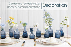 12Pcs Blue Glass Bud Vases Set, Small Vases for Flowers,Perfect for Centerpieces