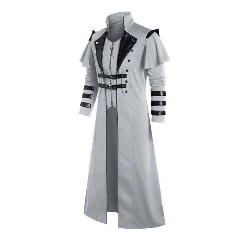 Long Trench Men's Medieval Victorian Style Frock Coat Cape Cloak Costume Jackets 07FC0E-D4 - KOEEK