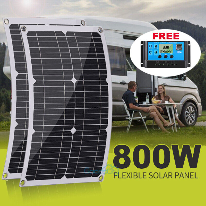 ny 800W Watt Mono Solcellepanel 12V Lading Off-Grid Batteristrøm RV Home Boat Camp