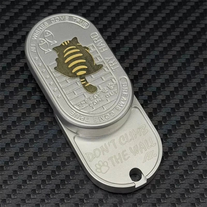 EDC Greedy Big Fat Cat Fidget Slider Stainless Steel Mechanical Push Fidget Toys 07FC0E-D4 - KOEEK