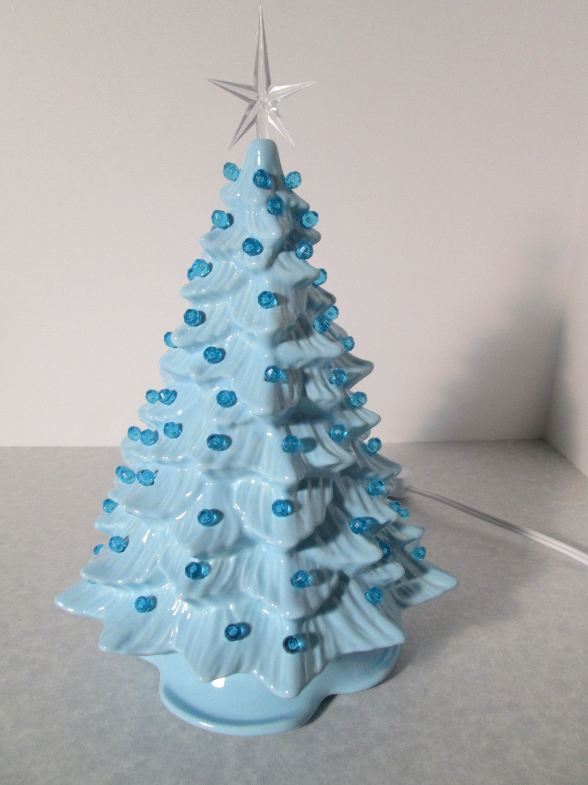 "Light Blue Glazed  Ceramic Christmas Tree"  ly Made/ Extra Lights 07FC0E-D4 - KOEEK