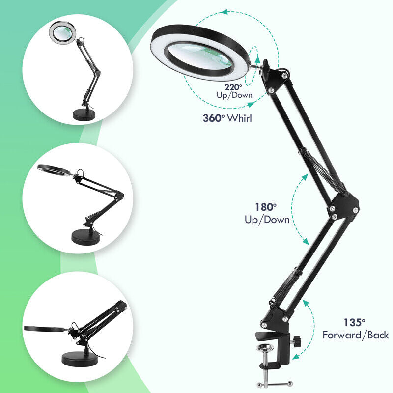 nyt USB-forstørrelsesglas med LED-lys 10X Forstørrelsesglas Håndværk Læsebordsstativlampe