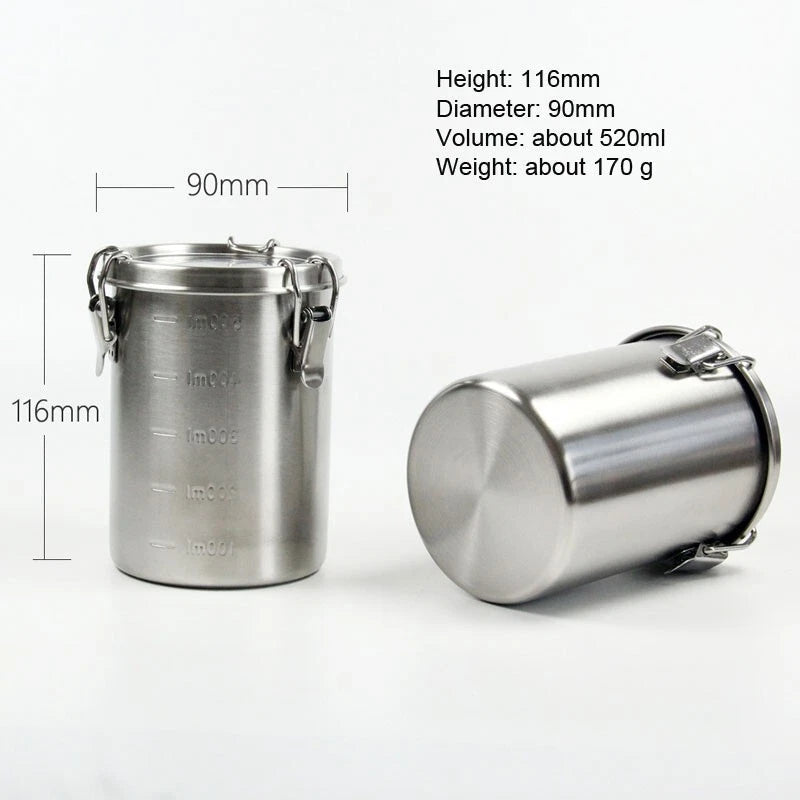 520ML Stainless Steel Bottle Storage Sealed Tea Can Outdoor CampingTravelTankEDC 07FC0E-D4 - KOEEK