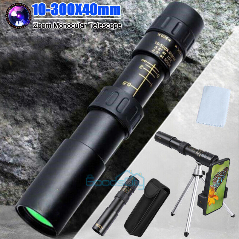 Day/Night Military Telescope 10-300X40mm Zoom Monocular with Accessories