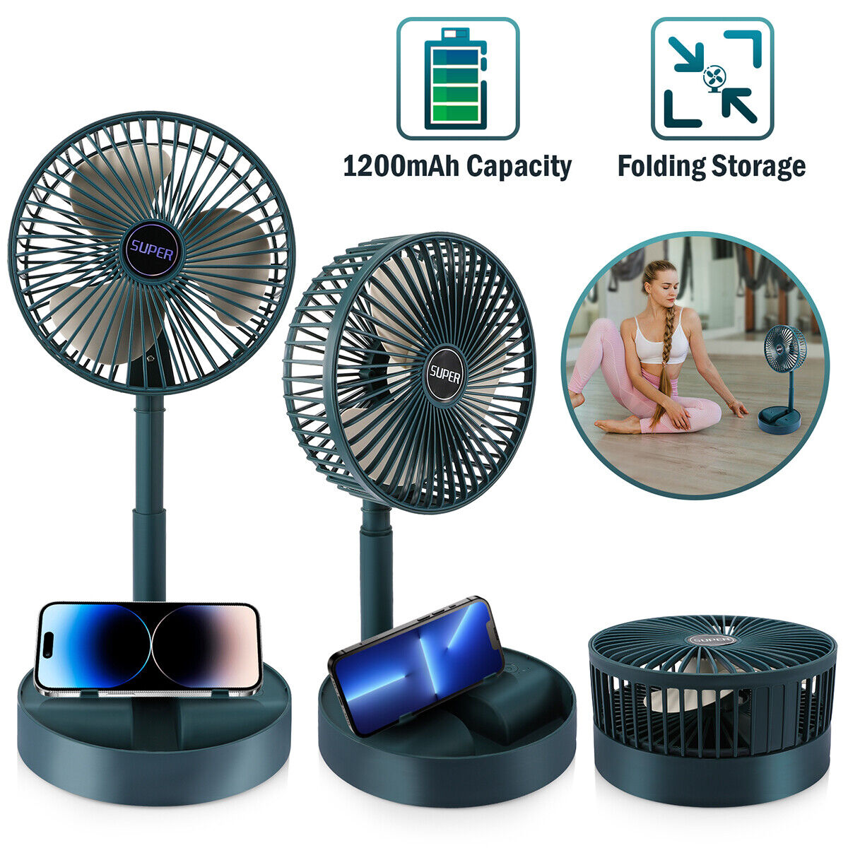 ny air acondicionado frio ventilator portatil USB oppladbar piso med 3 velocidade