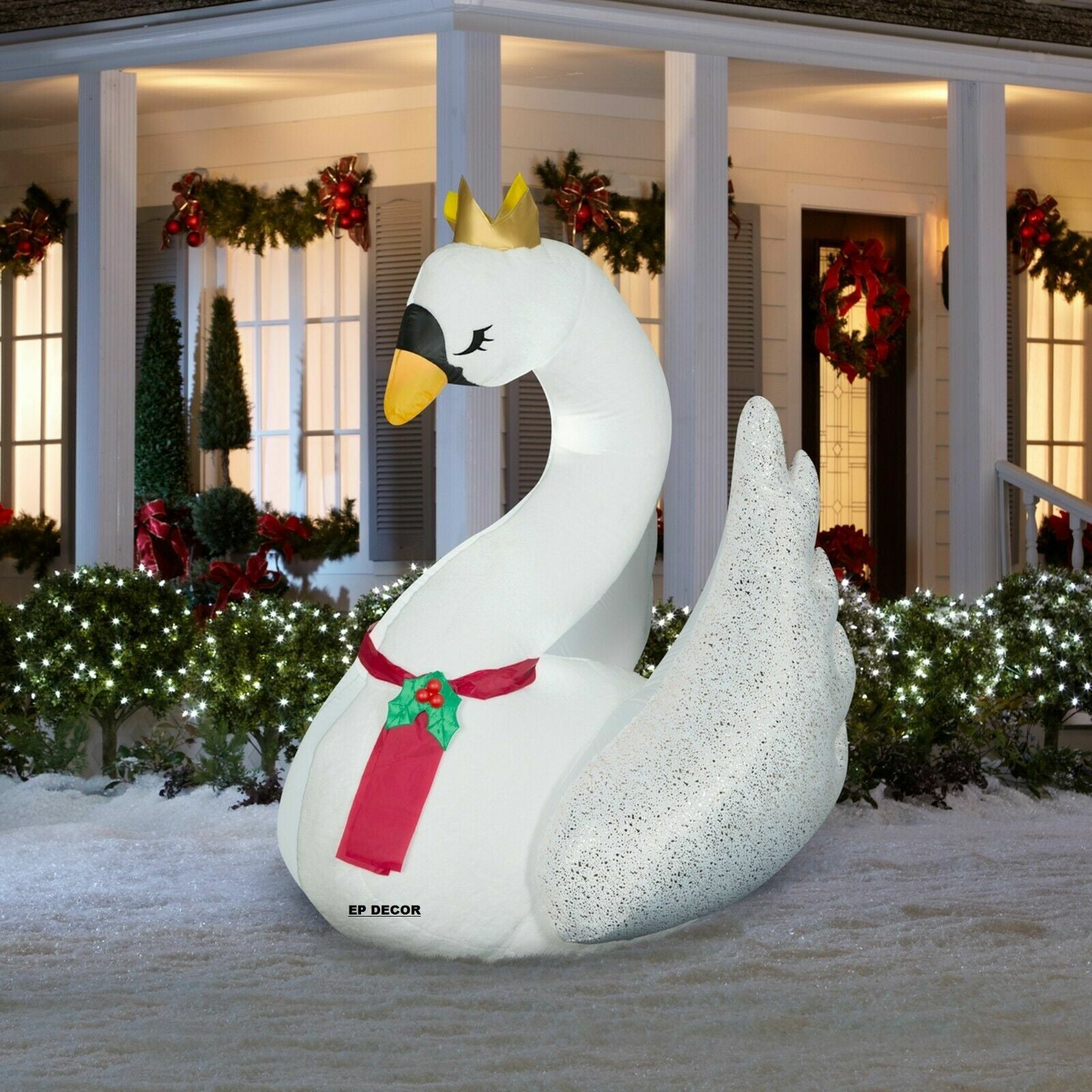 GEMMY 6FT SWAN Christmas Airblown Inflatable w Metallic Wings Lighted Yard Decor GEMMY - KOEEK