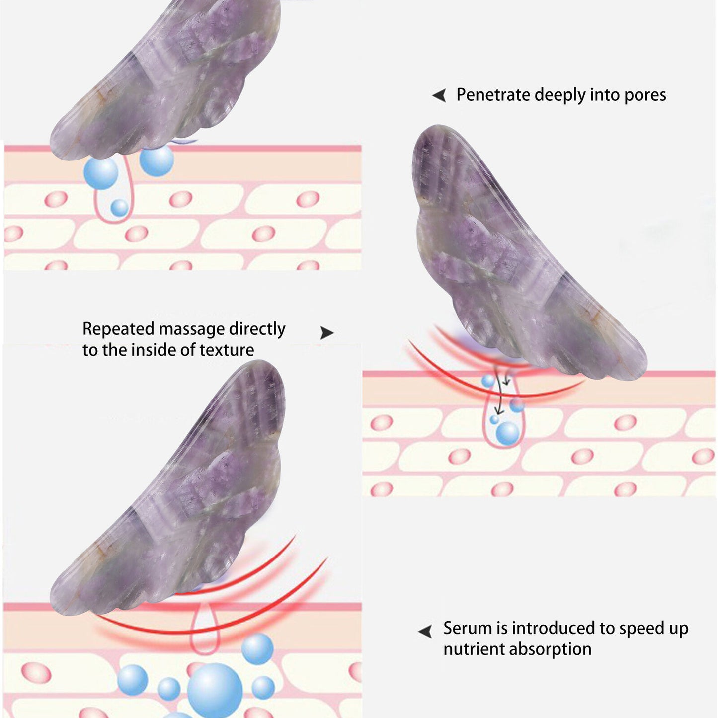 new Amethyst Stone Guasha Board Scraping Massage For Acupuncture Massage Lifting HGF koeek - KOEEK