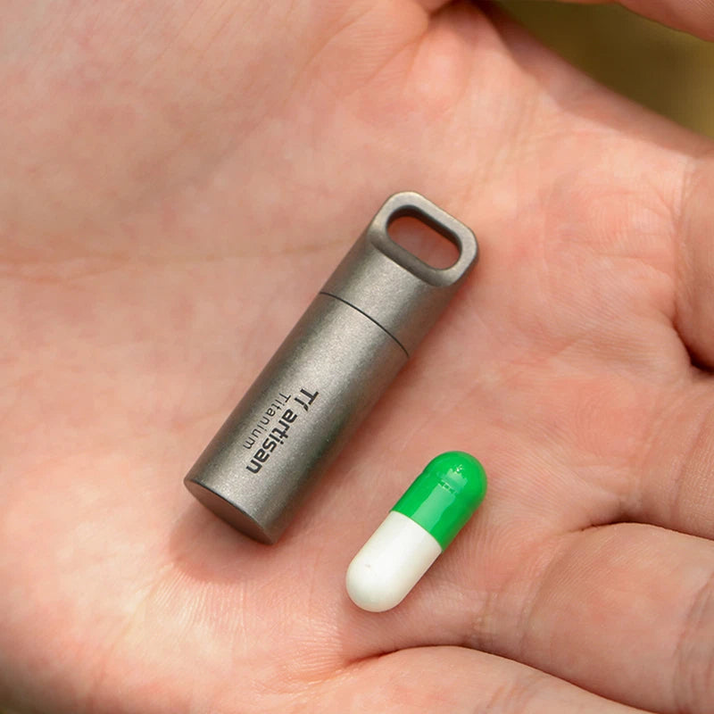 Titanium Pill Case Portable Keychain Waterproof Pill Holder Container Organizer 07FC0E-D4 - KOEEK