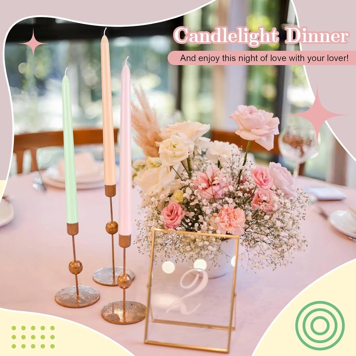 6 Pcs Candy Taper Candles 10 Inch Pastel Unscented Smokeless Tapered Candles 07FC0E-D4 - KOEEK