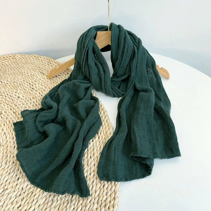 Mens Cotton Linen Scarf Breathable Plain Color Unisex Shawl Neckerchief Scarves 07FC0E-D4 - KOEEK