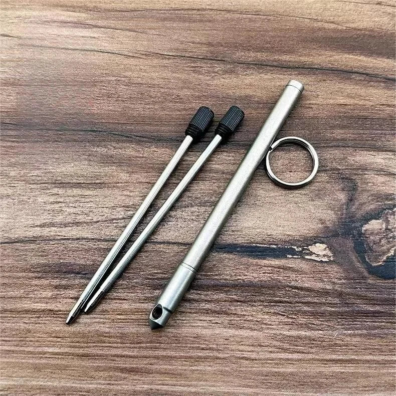EDC 1PC Titanium Alloy Mini Ballpoint Pen Portable Keychain Outdoor Writing Pen 07FC0E-D4 - KOEEK