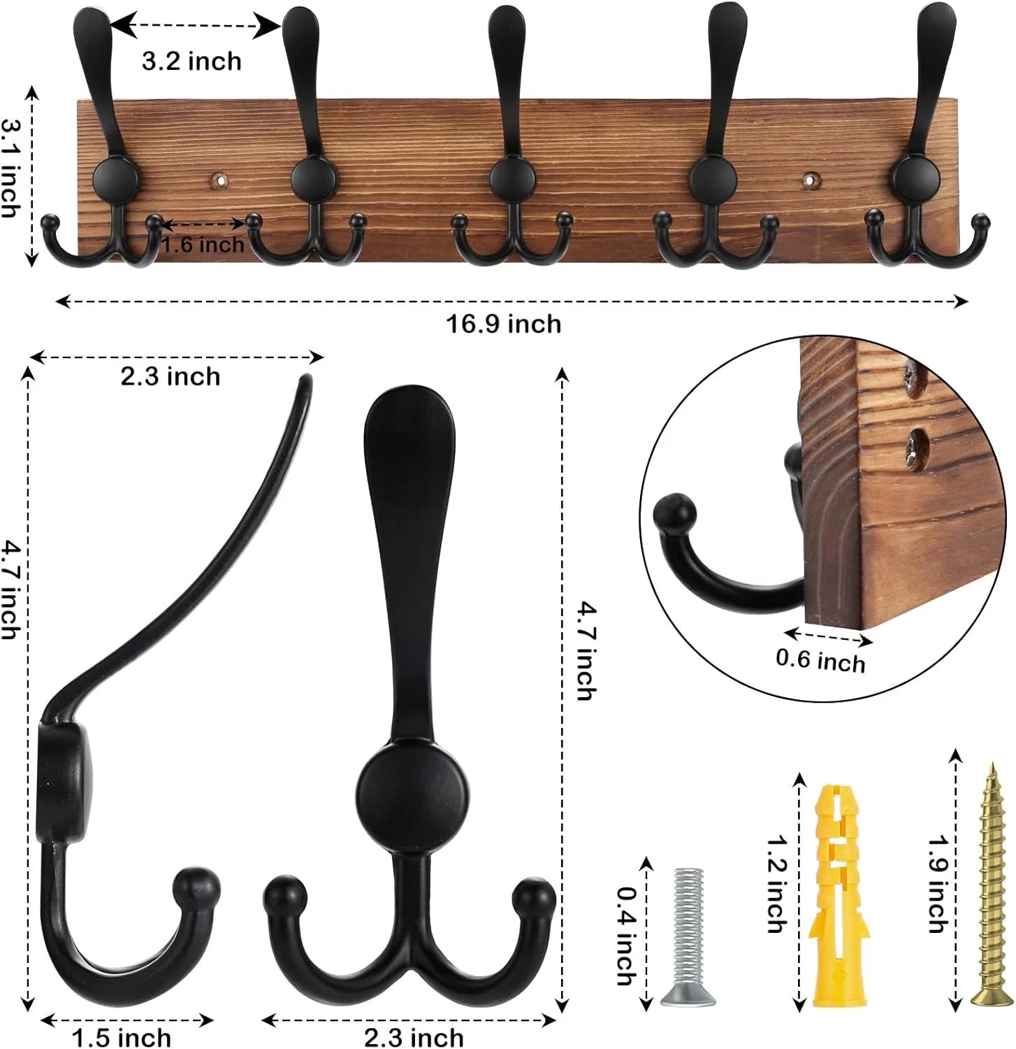Wall-mounted coat rack Wooden hat rack Suitable for wall hooks 07FC0E-D4 - KOEEK
