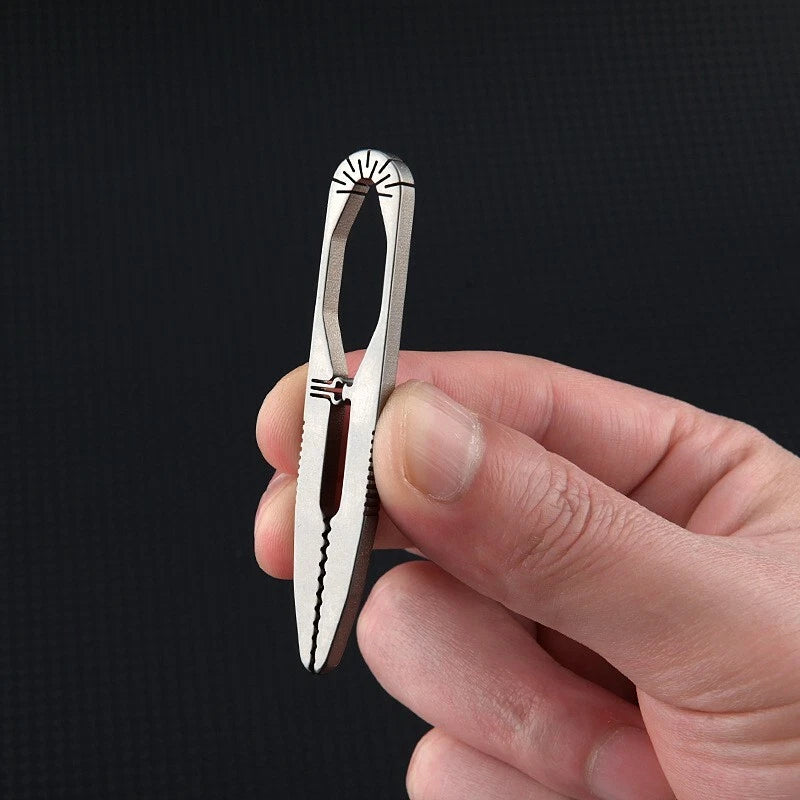 Titanium Snap Tweezers Flat Head Clip Portable Outdoor Keychain Small EDC Tool 07FC0E-D4 - KOEEK