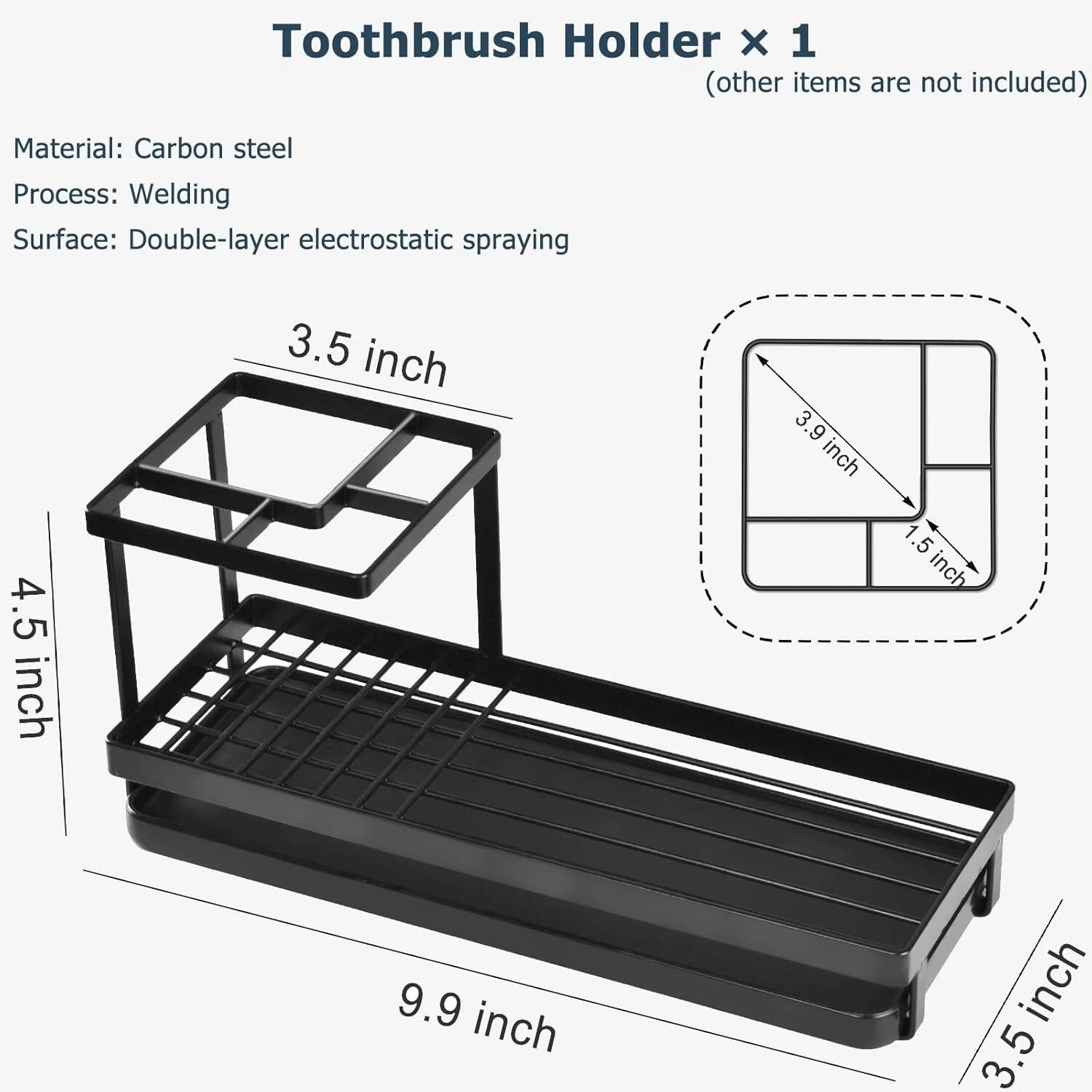 Toothbrush Holders Bathrooms,4 Slots Rustproof Metal Tooth Brushing Organizer 07FC0E-D4 - KOEEK