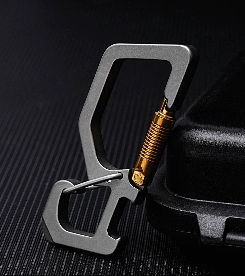 EDC Titanium Keychain Multi Tools Bottle Opener Crowbar Double Hanging Buckle 07FC0E-D4 - KOEEK