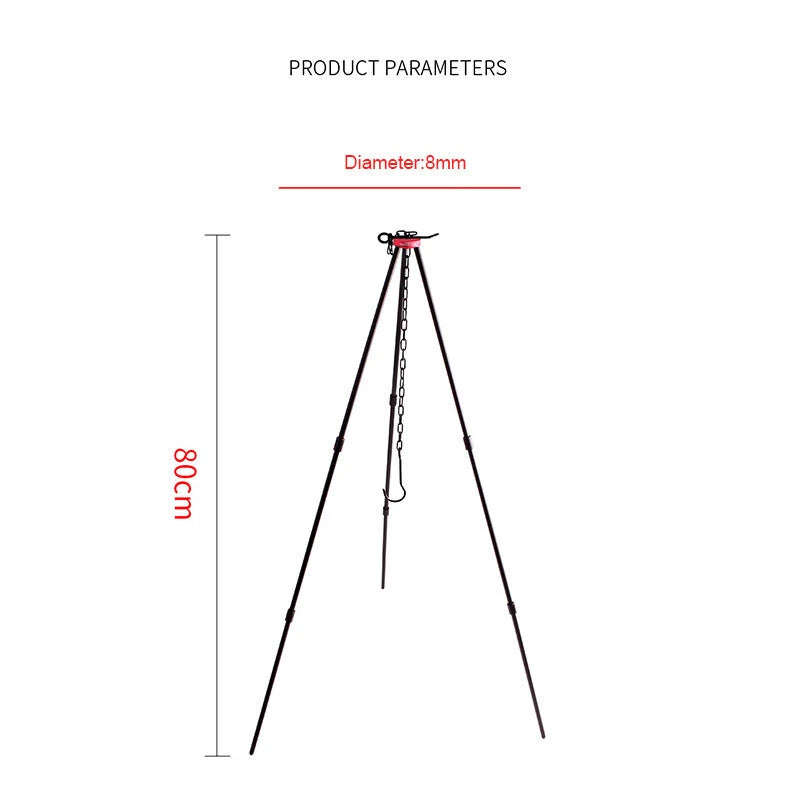Outdoor Camping Pot Campfire Tripod Camping Stove Cooker Hanging Pot Rack 07FC0E-D4 - KOEEK