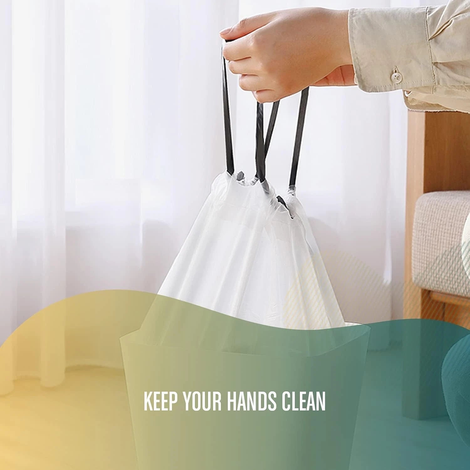 Mini drawstring garbage bags - 1.2 gallon white plastic garbage bags, 240 pieces 07FC0E-D4 - KOEEK