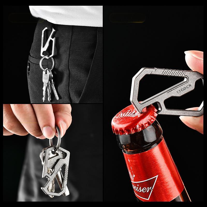EDC Titanium Carabiner Clip with Bottle Opener Car Key Holder Organizer Keychain 07FC0E-D4 - KOEEK