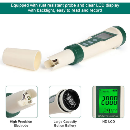 10 in1 Digital LCD PH/TDS/EC/ORP/TEMP/SG/Salinity Water Quality Tester Meter Pen