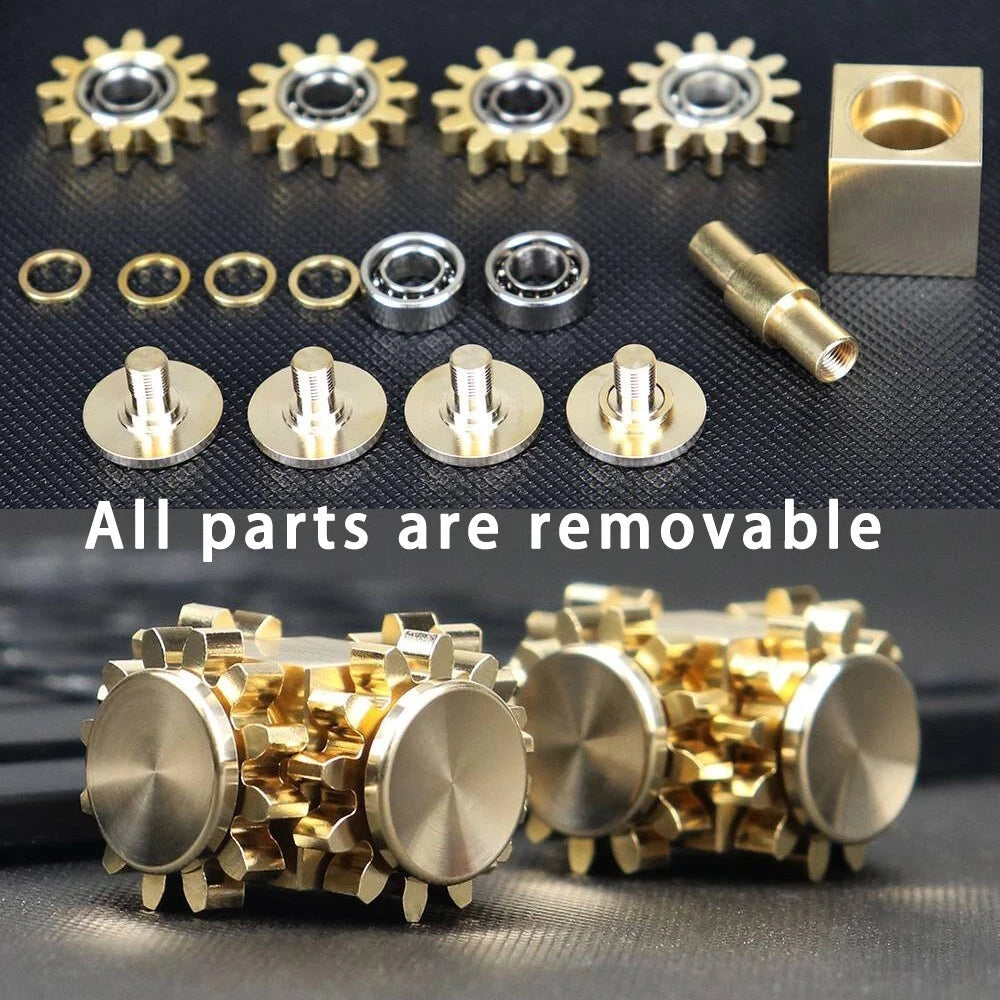 Fidget Spinner Four Gear Cube Brass Gyro Mechanical Fidget Slider EDC Toys Gift 07FC0E-D4 - KOEEK