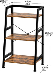 Three-tier bookshelf trapezoidal bookshelf,industrial-style steel frame bookcase 07FC0E-D4 - KOEEK