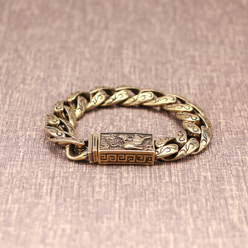 EDC Men's Brass Bracelet Handmade Vintage Figurines Collectable Accessories Gift 07FC0E-D4 - KOEEK