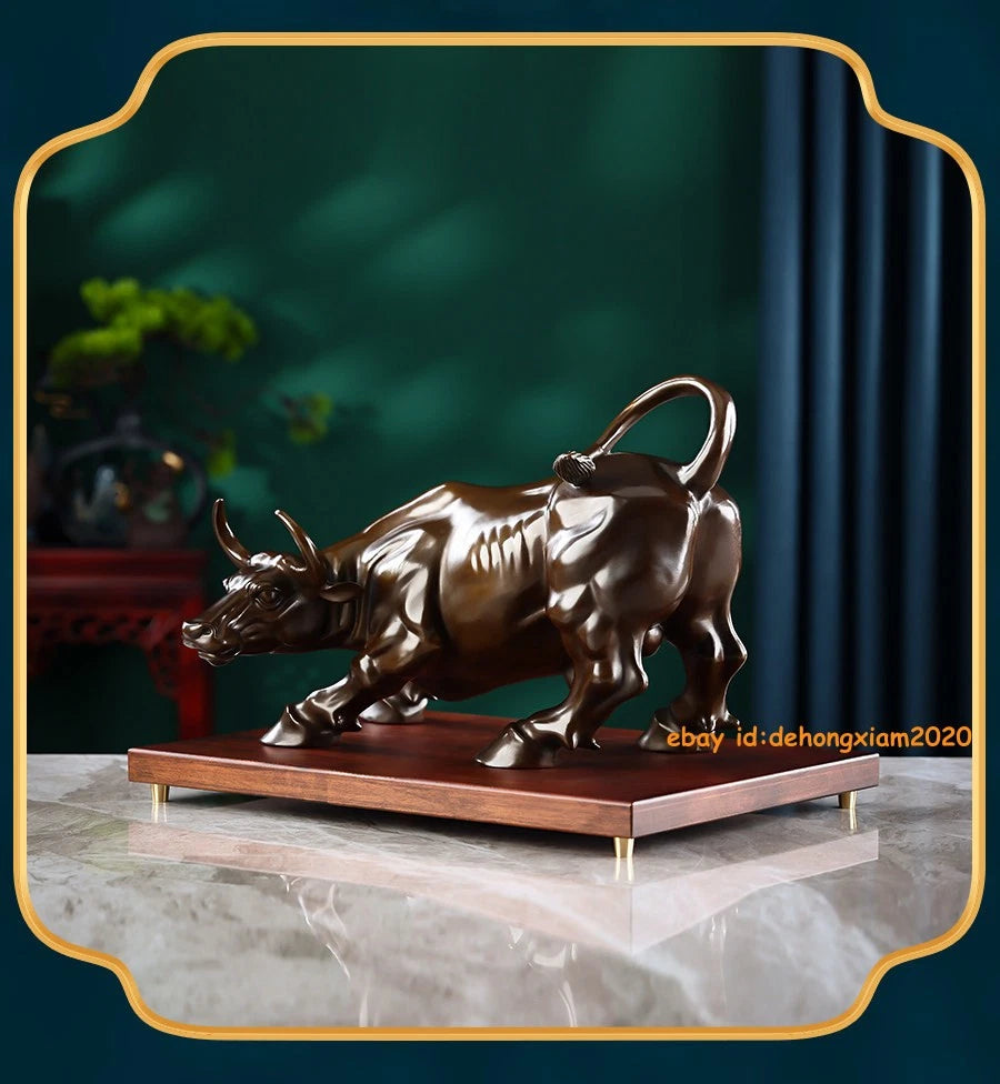 Brass Coffee Wall Street Bull OX Figure Statue Art Sculpture Office Home Decor 07FC0E-D4 - KOEEK