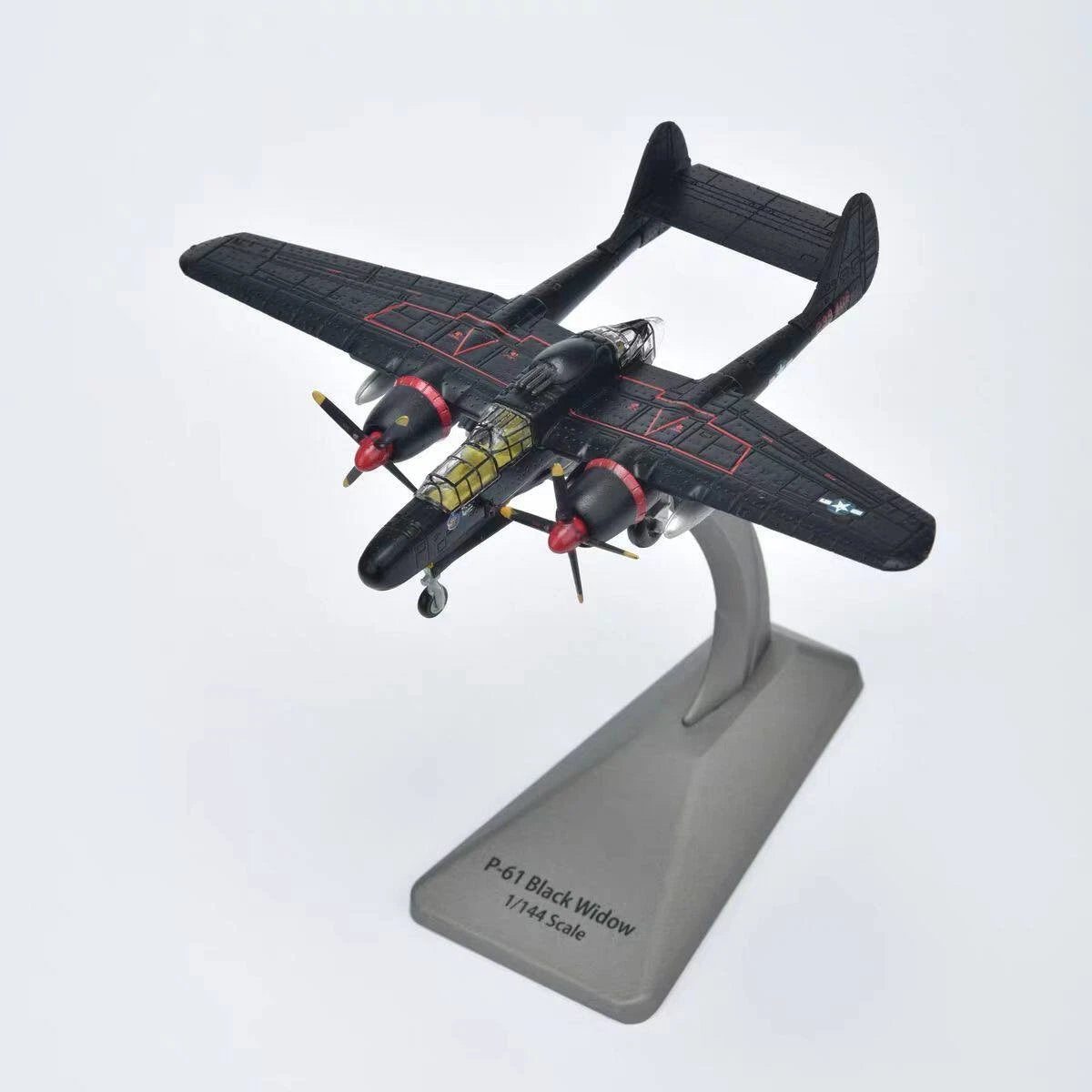 1/144 Scale US P-61 Black Widow Aircraft Black Color Diecast Metal Model 07FC0E-D4 - KOEEK