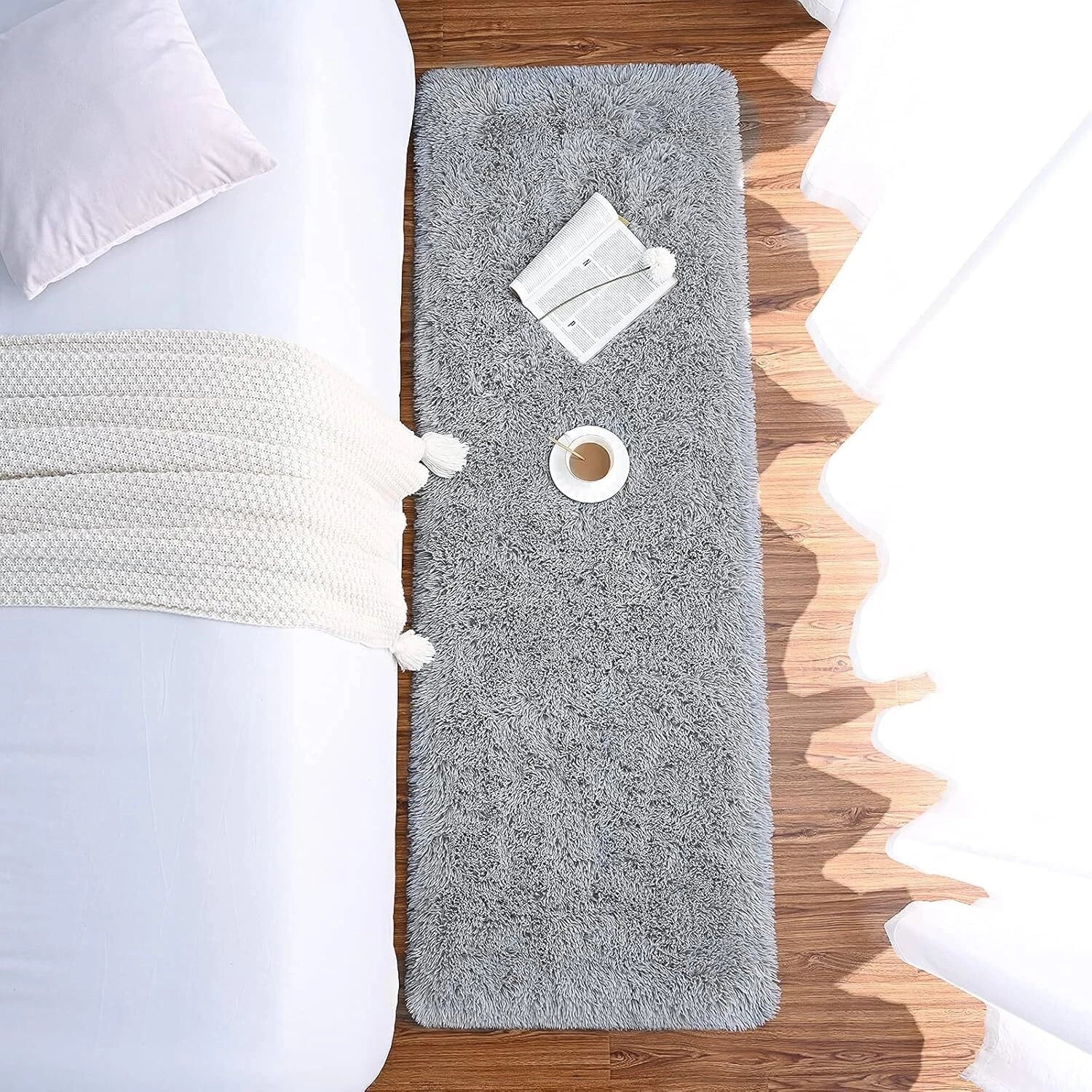 Soft Runner Rugs for Bedroom Living Room Plush Fluffy Rug 2x6 Feet, Shag Furry 07FC0E-D4 - KOEEK