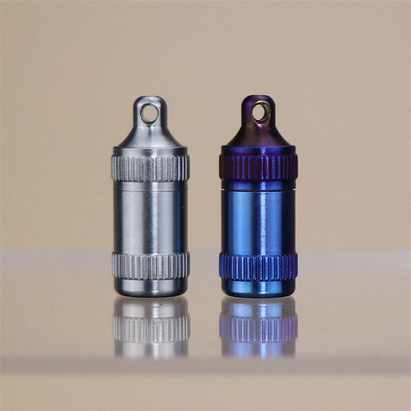 EDC Titanium Pill Holder Case Organizer Container Portable Waterproof Keychain 07FC0E-D4 - KOEEK